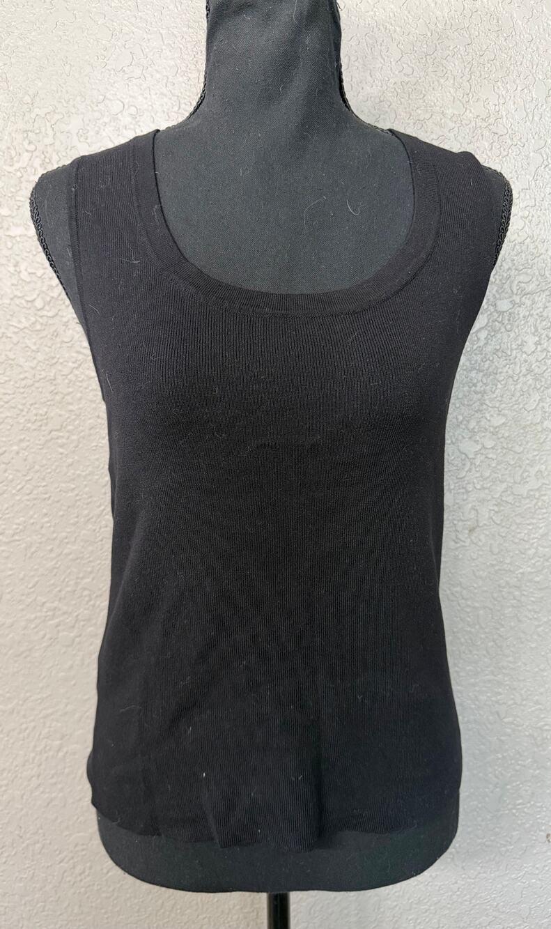 MNG Mango Womens Sz L Black Knit Sleeveless Top Stretchy Tank Top